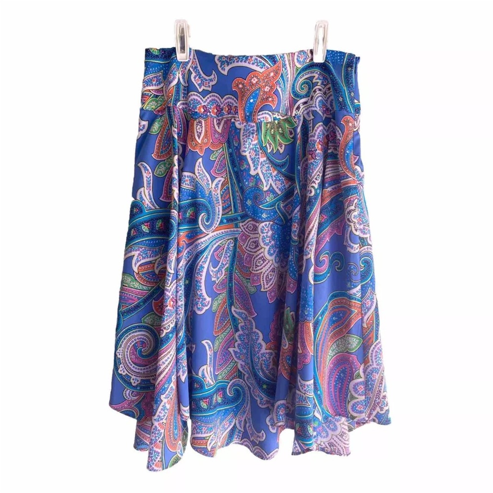 Lauren Ralph Lauren Skirt Blue Midi Paisley Boho